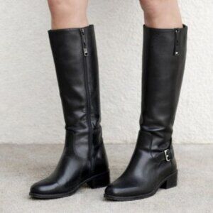 La Canadienne Stefanie Waterproof Black Leather Riding Tall Boot, Size 5